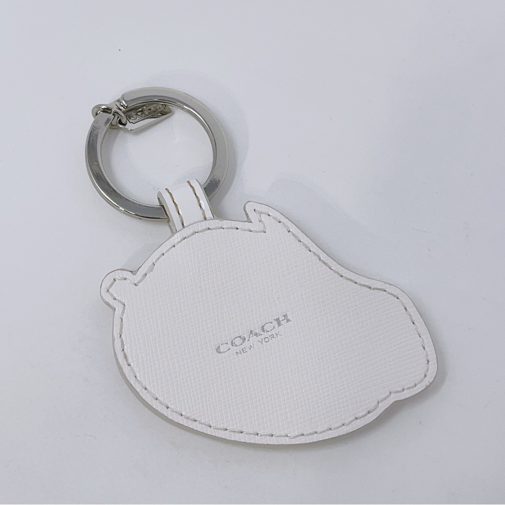 Coach Leather Rabbit Key Chain Fob Bunny White NWB - Picture 4 of 5